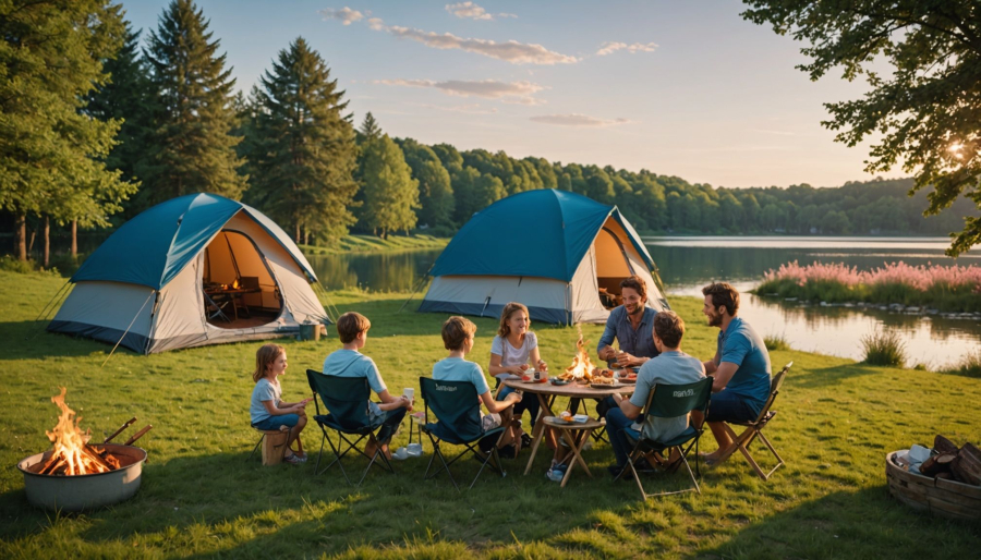 Kamperen aan een meer in frankrijk met het gezin